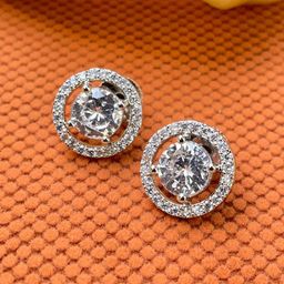 ABDESIGNS Silver-Plated Circular Studs Earrings-9