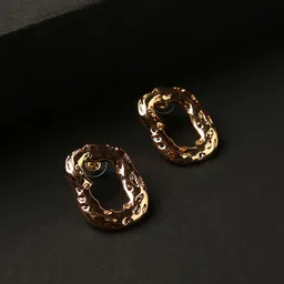 justpeachy Gold-Toned Oval Studs Earrings-17