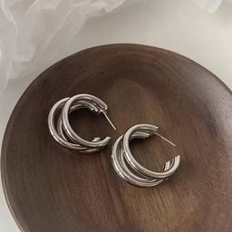 KRYSTALZ Silver-Plated Contemporary Half Hoop Earrings-21