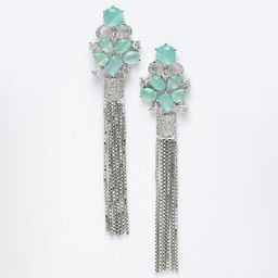 DressBerry Sea Green Rhodium-Plated Contemporary Drop Earrings-56