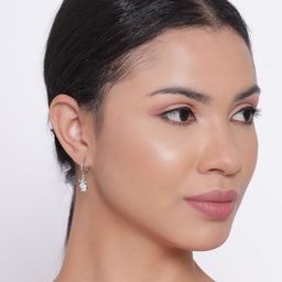 DressBerry Set Of 2 Rose Gold & Silver Plated Floral American Diamond Drop Earrings-30