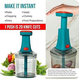 YEMIN Manual Hand Press Push Chopper with 6 Blades for Effortless Chopping Vegetables & Fruits (Push Chopper-1000 ML) image 5