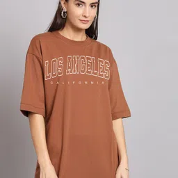 Imsa Moda Typography Printed Round Neck Oversized Cotton T-shirt-image-62