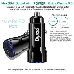 Dyazo 48W Turbo Dual Port Fast car Charger 48W Total(18W Type C PD + 30W USB)| Adapter Compatible for iPhone & Android Smartphones and Tablets (Black) image 3