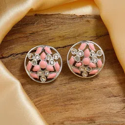 Estele Rhodium-Plated Circular Studs Earrings-26