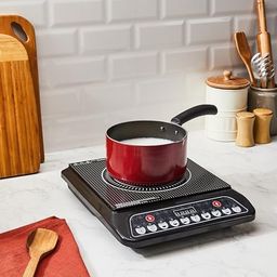 Amazon Basics Induction Cooktop with 1400-Watt Power | Toughened Plate | LED Display | Auto Shut Off (Black) image 2