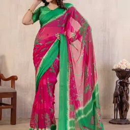 Rhey PrintedFusion Saree With Blouse Piece-picture-39