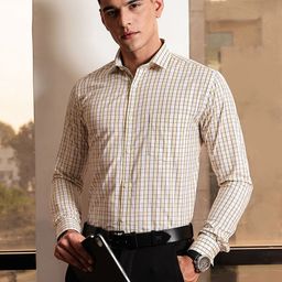 INVICTUS Men Premium Slim Fit Checked Spread Collar Cotton Formal Shirt-image-50