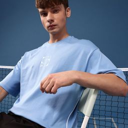 Slazenger Brand Logo Printed Drop-Shoulder Sleeves Relaxed Fit Pure Cotton T-shirt-image-54