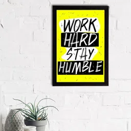 eCraftIndia Yellow & Black Quote Printed Satin Matt Texture Framed UV Wall Art-image-91