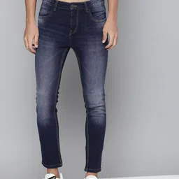 Kook N Keech Men Navy Blue Super Skinny Fit Low-Rise Heavy Fade Stretchable Jeans-image-46