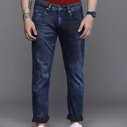 Louis Philippe Jeans Men Navy Blue Slim Fit Low-Rise Light Fade Stretchable Jeans-image-80