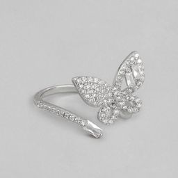DressBerry Women Stone-Studded Butterfly-Shaped Adjustable Finger Ring-image-10