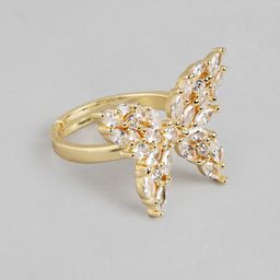 DressBerry Women Stone Studded Butterfly-Shaped Adjustable Finger Ring-image-12