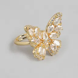 DressBerry Women Stone Studded Butterfly-Shaped Adjustable Finger Ring-image-98