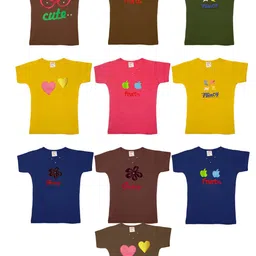 TINY HUG Girls Assorted Typography 10 T-shirt-image-6