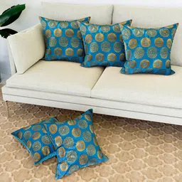Kuber Industries Blue 5 Pieces Cushion Covers-90