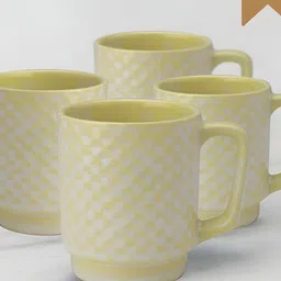 BODHI HOUSE Yellow 4 Pieces Textured Glossy Microwave Safe Mugs 275 ml-image-37