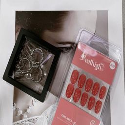 FEELHIGH 24-Pcs Long Lasting Reusable Artificial Fake Nail Set - A09-46