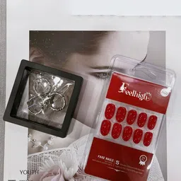 FEELHIGH 24-Pcs Long Lasting Reusable Artificial Fake Nail Set - A05-56
