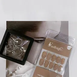 FEELHIGH 24-Pcs Stick On Reusable Waterproof Press On Nails - A22-38