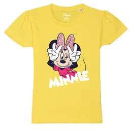 Wear Your Mind Girls Minnie Mouse Printed Embellished Puff Sleeves Pure Cotton T-shirt-image-102