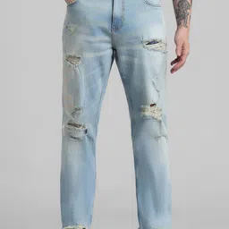 Jack & Jones Men Erik Relaxed Fit Low-Rise Mildly Distressed Heavy Fade Stretchable Jeans-image-72