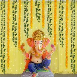 Special You Ganpati Decoration For Home Decor Items With Yellow Backdrop - 13Pcs-picture-5