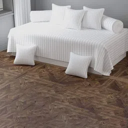 Bajo's Dartin Off White & Grey 8 Pcs Striped Satin Diwan Set-18