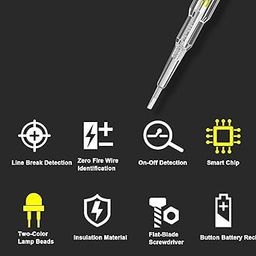 DAEEXINO Multifunction Dual LED AC-DC Light Tester Pen Digital Voltage Tester, High-Brightness Intelligent Voltage Tester Pen with Screwdriver for Electric Power Testing. (M, 3, Count) image 5