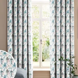 CASABLEU Teal Set of 2 Floral Long Door Curtain-image-71