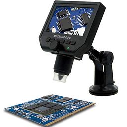 Microware Wireless Digital Microscope 3.6MP 4.3" LCD Electronic Microscopes with 1-600X, 8 LED Adjustable Light 1080P Image Sensor with Rechargeable Lithium Battery and Adjustable Stand for Cellphone PC image 2