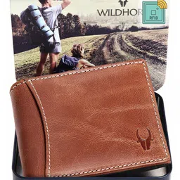 WildHorn Men Tan Solid Leather Two Fold Wallet with RFID-30
