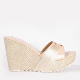 Textured Wedge Heels with Knot Detail-image-1