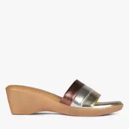 Metallic Striped Open-Toe Wedges-image-84