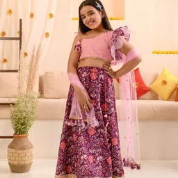 pspeaches Girls Printed Sequinned Ready to Wear Lehenga & Blouse With Dupatta-image-95