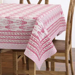 BLOCKS OF INDIA Maroon Ethnic Motifs Cotton 6-Seater Table Cover-image-55