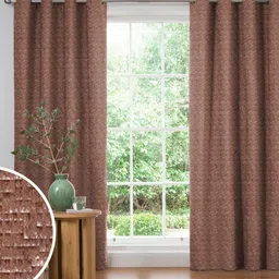 Nefertiti Home Rust 2 Pieces Self Design Black Out Long Door Curtains-16