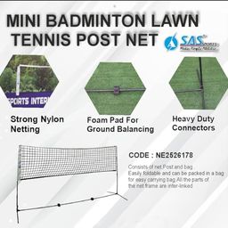 SAS SPORTS Nylon Portable Volleyball/Badminton Net with Stand Poles | Indoor/Outdoor Volleyball Net, Shuttle Net | Net for Badminton Court | with Easy Assembly & Movable Poles | Carry Bag Included image 3