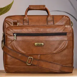 LOREM Unisex Textured Synthetic Leather Laptop Bag-29