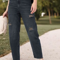 DressBerry Women Edgy Grunge Slouchy Fit Distressed Light Fade Stretchable Frayed Jeans-image-56