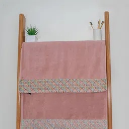 RANGOLI Peach-Coloured & Blue 2 Pieces Pure Cotton 550 GSM Bath Towel-3