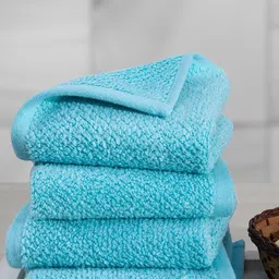 MASPAR Pack Of 4 Blue Windsor 550 GSM Cotton Jacquard Face Towel Set-9