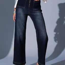STREET 9 Women Comfort Straight Fit High-Rise Slash Knee Light Fade Jeans-image-27