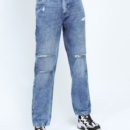 Tokyo Talkies Women Blue Straight Fit Highly Distressed Heavy Fade Jeans-image-31