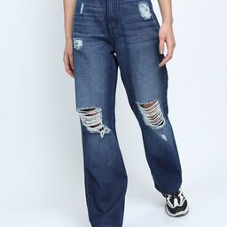 Tokyo Talkies Women Blue Straight Fit Highly Distressed Light Fade Jeans-picture-12