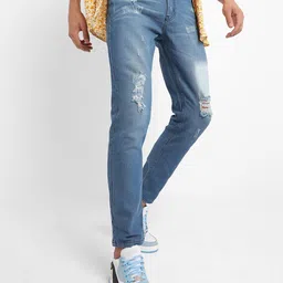 Campus Sutra Men Classic Slim Fit Highly Distressed Heavy Fade Stretchable Jeans-image-85
