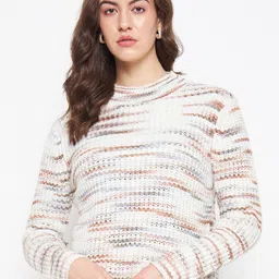 Madame Cable Knit Mock Collar Long Sleeves Pullover Sweater-image-16