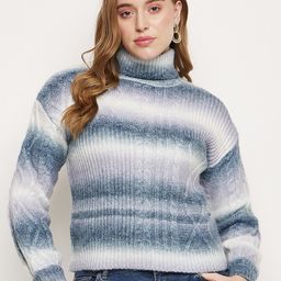 Madame Cable Knit Turtle Neck Acrylic Pullover-image-39