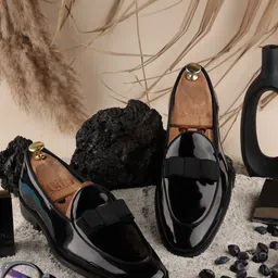 GRIFFIN Men Bow Detail Leather Latex Lined Loafers-picture-44